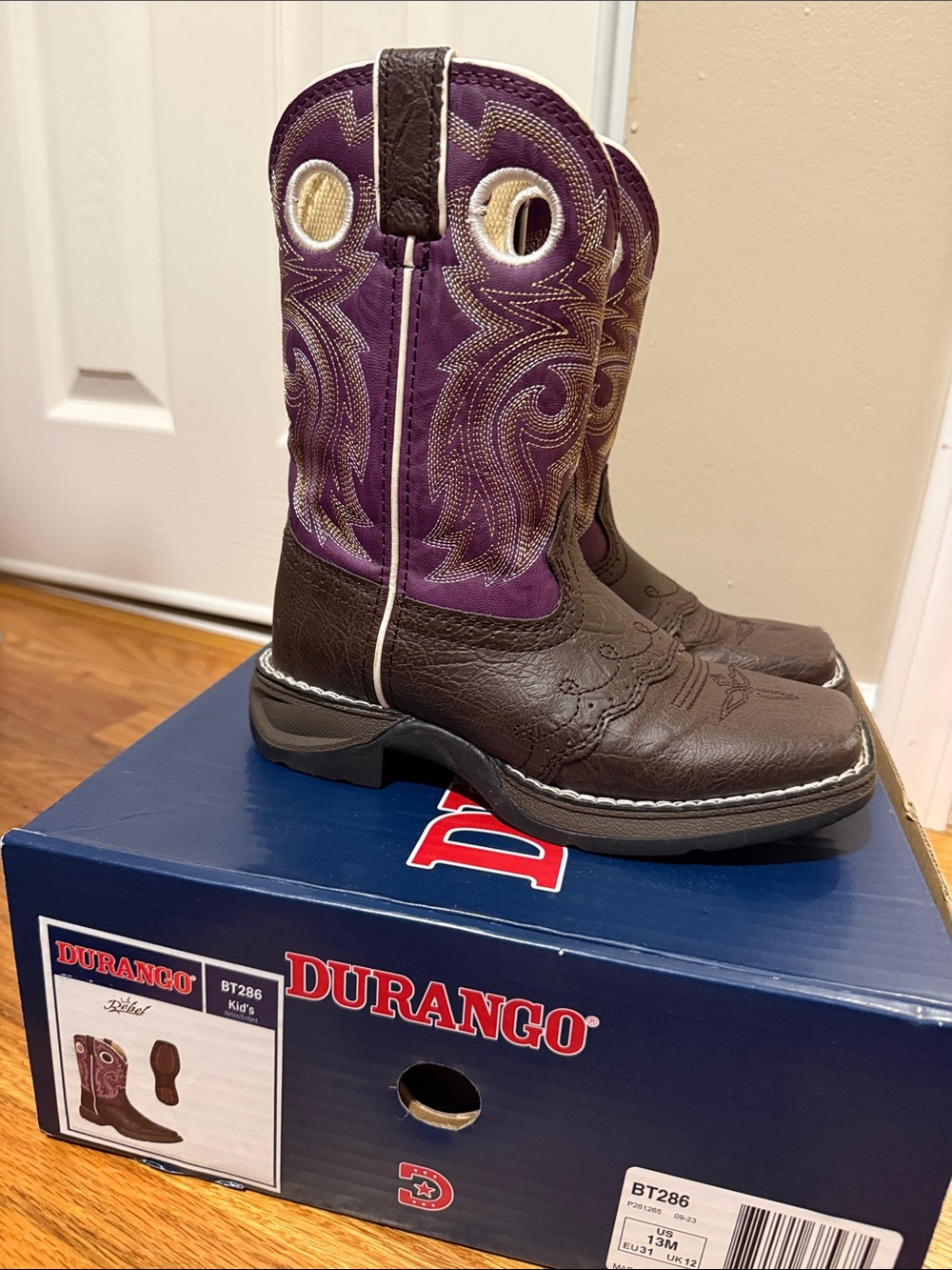 Durango Kids Purple and Brown Western Pull-On Boots